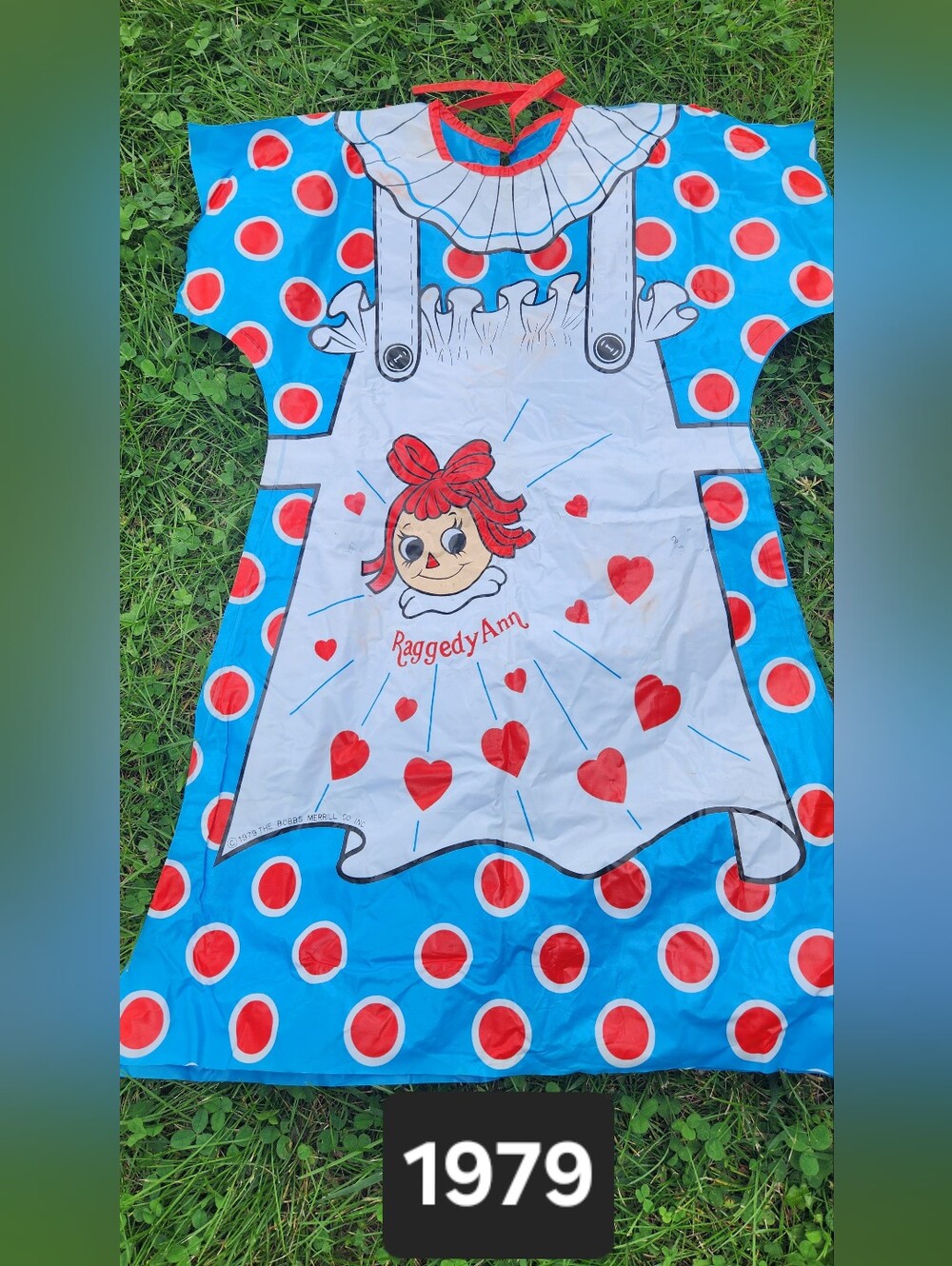 🔥Vintage 1979🔥 Raggedy Ann Polka Dot Dress Plastic Halloween Costume For Kids